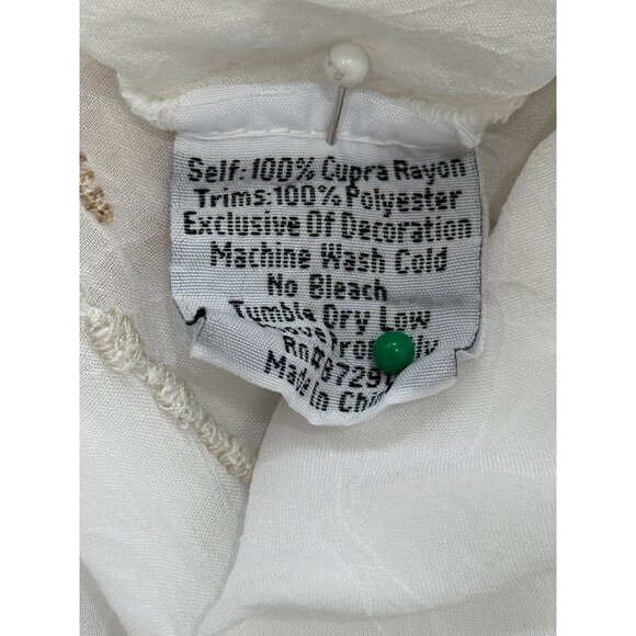 Johnny Was White Embroidered Boho Tunic Top 3/4 Sleeve Sheer Womens Size M - Picture 7 of 7